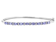 Sterling Silver 1.88ct. TANZANITE & TOPAZ Bangle Bracelet (8in)