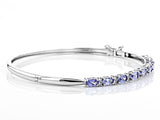 Sterling Silver 1.88ct. TANZANITE & TOPAZ Bangle Bracelet (8in)