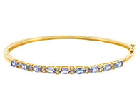 18k Gold over Sterling Silver 1.88ct. TANZANITE & TOPAZ Bangle Bracelet (7in)