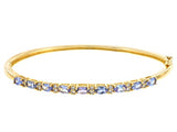 18k Gold over Sterling Silver 1.88ct. TANZANITE & TOPAZ Bangle Bracelet (7in)