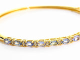 18k Gold over Sterling Silver 1.88ct. TANZANITE & TOPAZ Bangle Bracelet (7in)