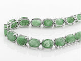 Rhodium/Sterling Silver 24cts. Oval EMERALD Line Tennis Bracelet (7.25 in)