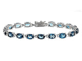 Rhodium over Sterling Silver 17.00ct London Blue TOPAZ  Oval Line Bracelet (6.50 in)