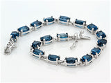 Rhodium over Sterling Silver 17.00ct London Blue TOPAZ  Oval Line Bracelet (6.50 in)