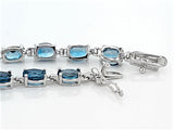 Rhodium over Sterling Silver 17.00ct London Blue TOPAZ  Oval Line Bracelet (6.50 in)