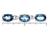 Rhodium over Sterling Silver 17.00ct London Blue TOPAZ  Oval Line Bracelet (6.50 in)