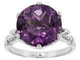 Rhodium over Sterling Silver 5 ct. round Brazilian AMETHYST Solitaire Ring