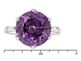 18K Rose Gold/Sterling Silver 5 ct. round Brazilian AMETHYST Solitaire Ring