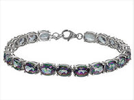 Rhodium over Sterling Silver Mystic Topaz Line Bracelet (7.50 in)