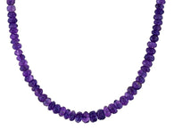 75.00 cts. of Rich Purple African AMETHYST Rondelle Bead Necklace (18-20 in)