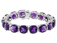 Rhodium over Sterling Silver African Amethyst Line Bracelet 7" or 8"