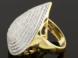 14K Yellow Gold over Sterling Silver 1ct White DIAMOND Pave Cluster Ring (size 5)