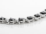 Rhodium over Sterling Silver Thai Black Spinel Line Tennis Bracelet ( 8.00 in)