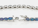 Rhodium/Sterling Silver Multi Color Boulder Opal Tennis Bracelet (7.25 in)