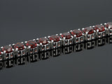 Rhodium Sterling Silver 12cts. Mozambique GARNET Line Tennis Bracelet (7.25 in)