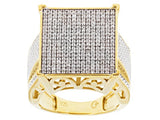 14K Yellow Gold over Sterling Silver .60 ct White DIAMOND Pave Cluster Ring (size 5)