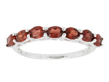 Rhodium over Sterling Silver Red Garnet 7 Stone Ring