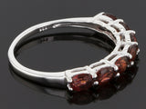 Rhodium over Sterling Silver Red Garnet 7 Stone Ring