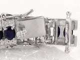 Rhodium over Sterling Silver Oval Blue SAPPHIRE Line Bracelet