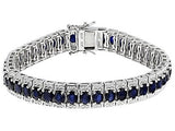 Rhodium over Sterling Silver Oval Blue SAPPHIRE Line Bracelet