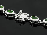 Sterling Silver Bezel Set Green Russian Chrome Diopside Line Bracelet (8.00")