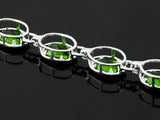 Sterling Silver Bezel Set Green Russian Chrome Diopside Line Bracelet (8.00")