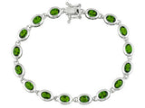 Sterling Silver Bezel Set Green Russian Chrome Diopside Line Bracelet (8.00")