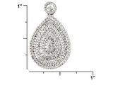 Rhodium over Sterling Silver White Diamond Pear Shaped Pendant with Adjustable (22 in) Chain