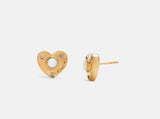 COACH - Gold Plated " Padlock " Heart Shaped Post Earrings with Pearls