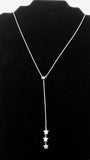 Platinum/Sterling Silver Cubic Zirconia Stars Adjustable " Y " Necklace (24 in)