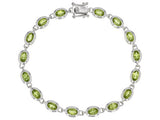 Sterling Silver Bezel Set Green Peridot Line Bracelet Size 8"