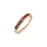 14K YG over Sterling Silver Channel Set RUBY Stackable Band Ring (.760 cts)