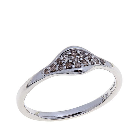 Rhodium/Sterling Silver .11ct Champagne DIAMOND Petite Band Ring