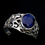 Sterling Silver Hand Crafted Blue SAPPHIRE Open Scroll Work Ring (Only Size 6)