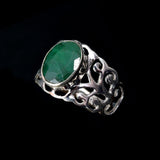 Sterling Silver Hand Crafted EMERALD Open Scroll Work Band Ring