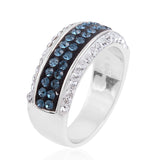 Sterling Silver Blue and White Austrian Crystal Band Ring (size 7 )