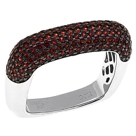 Rhodium/Sterling Silver Ring GARNET Micro Pave Euro Shank Ring Size 5