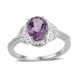 Sterling Silver Rose De France AMETHYST Solitaire Halo Ring